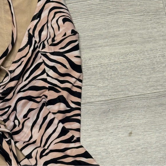 Shade & Shore Zebra Print High Hip Cut Swimsuit w/ laced back - Picture 11 of 11
